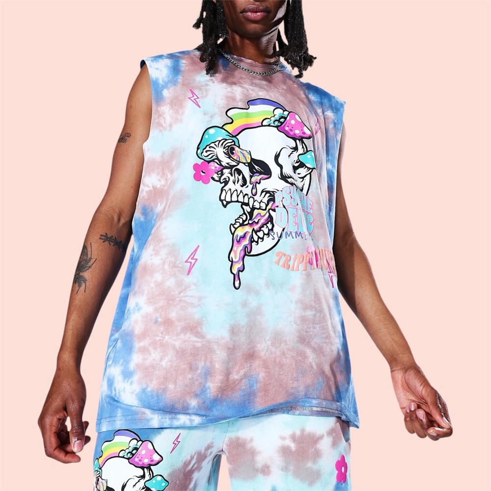 Boohoo Oversized Tie-Dye Graphic Muscle Tank